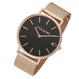 Buy Shop Coach Charles Black Dial Rose Gold Mesh Bracelet Watch for Men - 14602552 USA Online