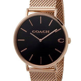 Buy Shop Coach Charles Black Dial Rose Gold Mesh Bracelet Watch for Men - 14602552 USA Online