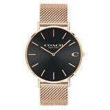 Buy Shop Coach Charles Black Dial Rose Gold Mesh Bracelet Watch for Men - 14602552 USA Online
