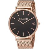 Buy Shop Coach Charles Black Dial Rose Gold Mesh Bracelet Watch for Men - 14602552 USA Online
