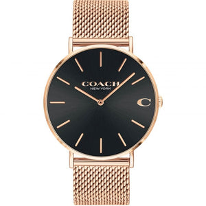 Buy Shop Coach Charles Black Dial Rose Gold Mesh Bracelet Watch for Men - 14602552 USA Online