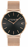 Buy Shop Coach Charles Black Dial Rose Gold Mesh Bracelet Watch for Men - 14602552 USA Online