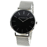 Buy Shop Coach Charles Black Dial Silver Mesh Bracelet Watch for Men - 14602144 USA Online