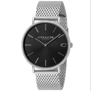 Buy Shop Coach Charles Black Dial Silver Mesh Bracelet Watch for Men - 14602144 USA Online