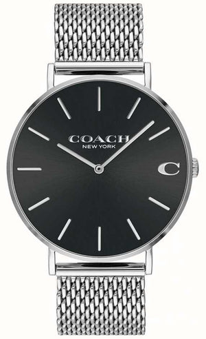 Buy Shop Coach Charles Black Dial Silver Mesh Bracelet Watch for Men - 14602144 USA Online