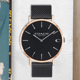 Buy Shop Coach Charles Black Ion Dial Black Mesh Bracelet Watch for Men - 14602470 USA Online