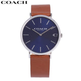 Buy Shop Coach Charles Blue Dial Brown Leather Strap Watch for Men - 14602151 USA Online