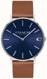Buy Shop Coach Charles Blue Dial Brown Leather Strap Watch for Men - 14602151 USA Online