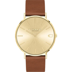 Buy Shop Coach Charles Gold Dial Brown Leather Strap Watch for Women - 14602433 USA Online