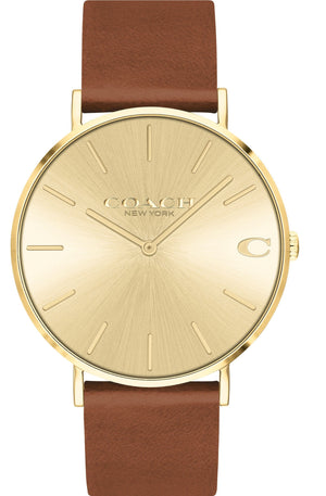 Buy Shop Coach Charles Gold Dial Brown Leather Strap Watch for Women - 14602433 USA Online