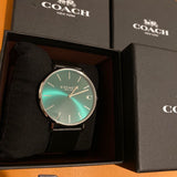 Buy Shop Coach Charles Green Dial Black Leather Strap Watch for Men - 14602436 USA Online
