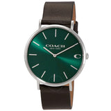 Buy Shop Coach Charles Green Dial Black Leather Strap Watch for Men - 14602436 USA Online