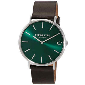 Buy Shop Coach Charles Green Dial Black Leather Strap Watch for Men - 14602436 USA Online