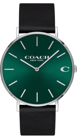 Buy Shop Coach Charles Green Dial Black Leather Strap Watch for Men - 14602436 USA Online