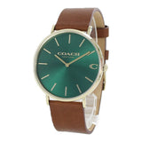 Buy Shop Coach Charles Green Dial Brown Leather Strap Watch for Men - 14602435 USA Online