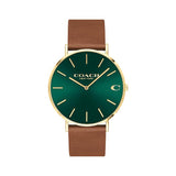 Buy Shop Coach Charles Green Dial Brown Leather Strap Watch for Men - 14602435 USA Online