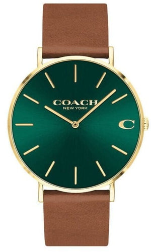 Buy Shop Coach Charles Green Dial Brown Leather Strap Watch for Men - 14602435 USA Online
