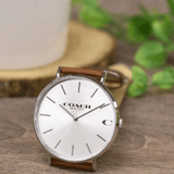 Buy Shop Coach Charles Silver Dial Brown Leather Strap Watch for Men - 14602152 USA Online