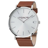 Buy Shop Coach Charles Silver Dial Brown Leather Strap Watch for Men - 14602152 USA Online