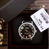 Buy Shop Coach Delancey Black Dial Black Leather Strap Watch for Women - 14502780 USA Online