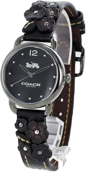 Buy Shop Coach Delancey Black Dial Black Leather Strap Watch For Women - 14502816 USA Online