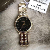 Buy Shop Coach Delancey Black Dial Gold Steel Strap Watch for Women - 14502813 USA Online