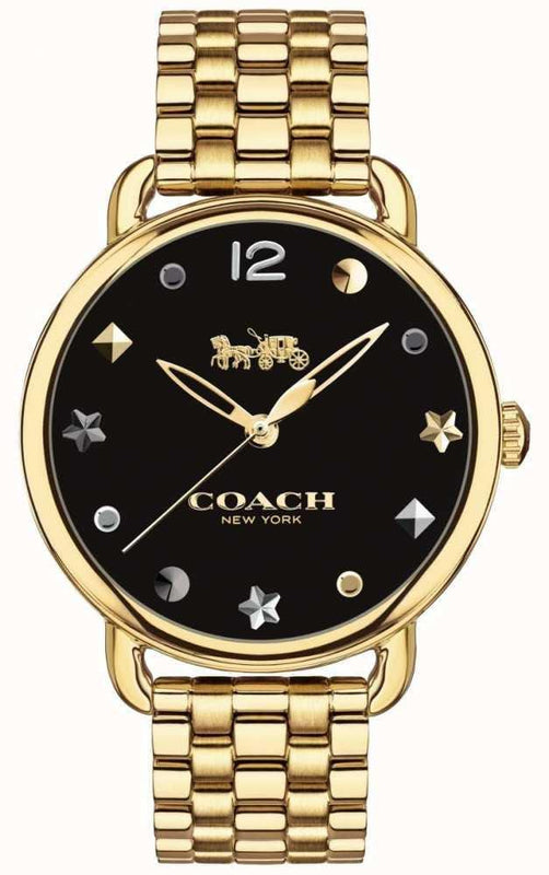 Buy Shop Coach Delancey Black Dial Gold Steel Strap Watch for Women - 14502813 USA Online