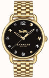 Buy Shop Coach Delancey Black Dial Gold Steel Strap Watch for Women - 14502813 USA Online