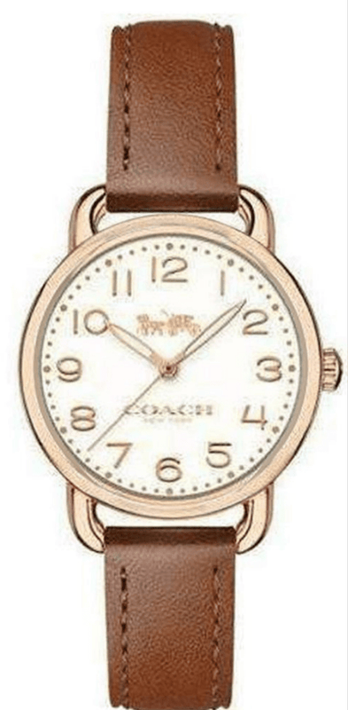 Buy Shop Coach Delancey Cream Dial Brown Leather Strap Watch For Women - 14502751 USA Online