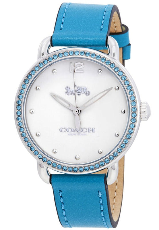 Buy Shop Coach Delancey White Dial Turquoise Leather Strap Watch for Women - 14502884 USA Online