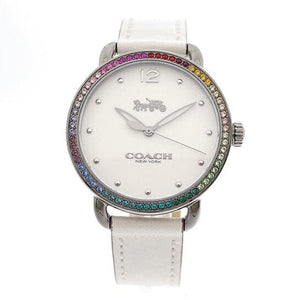 Buy Shop Coach Delancey Crystals White Dial White Leather Strap Watch For Women - 14502888 USA Online