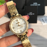 Buy Shop Coach Delancey Diamonds Silver Dial Gold Steel Strap Watch for Women - 14502354 USA Online
