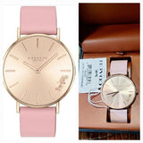 Buy Shop Coach Delancey Gold Dial Pink Leather Strap Watch for Women - 14503332 USA Online