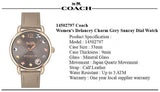 Buy Shop Coach Delancey Grey Dial Brown Leather Strap Watch for Women - 14502797 USA Online
