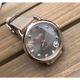 Buy Shop Coach Delancey Grey Dial Brown Leather Strap Watch for Women - 14502797 USA Online