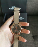 Buy Shop Coach Delancey Grey Dial Grey Leather Strap Watch For Women - 14502797 USA Online