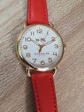 Buy Shop Coach Delancey Ivory Dial Orange Leather Strap Watch for Women - 14502719 USA Online
