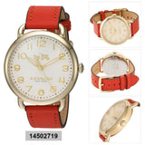Buy Shop Coach Delancey Ivory Dial Orange Leather Strap Watch for Women - 14502719 USA Online