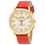 Buy Shop Coach Delancey Ivory Dial Orange Leather Strap Watch for Women - 14502719 USA Online