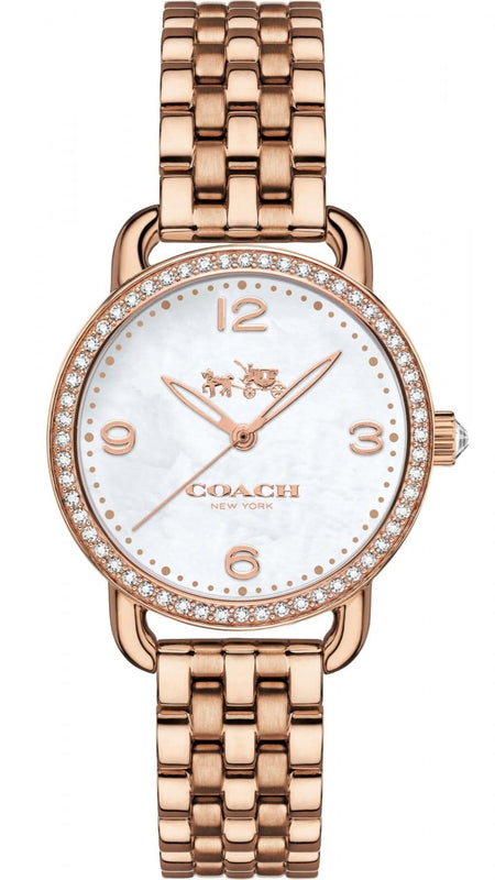 Buy Shop Coach Delancey Mother of Pearl White Dial Rose Gold Steel Strap Watch for Women - 14502479 USA Online