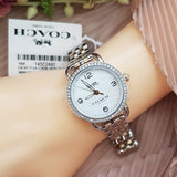 Buy Shop Coach Delancey Mother of Pearl White Dial Two Tone Steel Strap Watch for Women - 14502480 USA Online