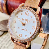 Buy Shop Coach Delancey Silver Dial Rose Gold Steel Strap Watch for Women - 14502355 USA Online