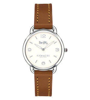 Buy Shop Coach Delancey Slim Cream Dial Brown Leather Strap Watch For Women - 14502789 USA Online