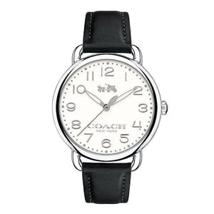 Buy Shop Coach Delancey White Dial Black Leather Strap Watch for Women - 14502714 USA Online