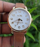 Buy Shop Coach Delancey White Dial Brown Leather Strap Watch for Women - 14502715 USA Online