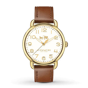 Buy Shop Coach Delancey White Dial Brown Leather Strap Watch for Women - 14502715 USA Online