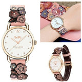 Buy Shop Coach Delancey White Dial Floral Pink Leather Strap Watch for Women - 14502817 USA Online