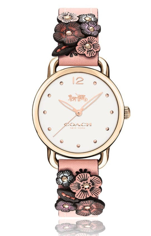 Buy Shop Coach Delancey White Dial Floral Pink Leather Strap Watch for Women - 14502817 USA Online