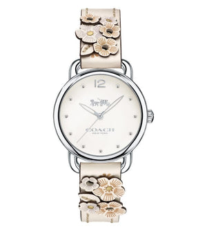 Buy Shop Coach Delancey White Dial Floral White Leather Strap Watch for Women - 14502760 USA Online