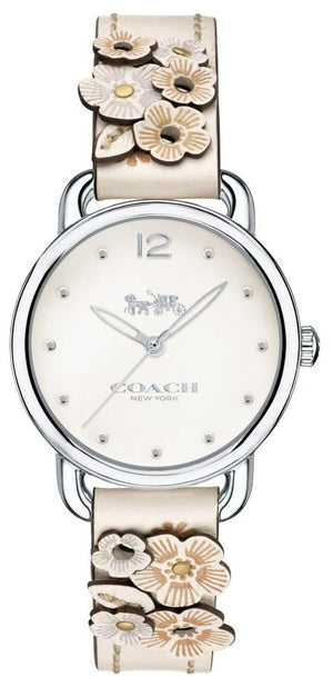 Buy Shop Coach Delancey White Dial Floral White Leather Strap Watch for Women - 14502760 USA Online